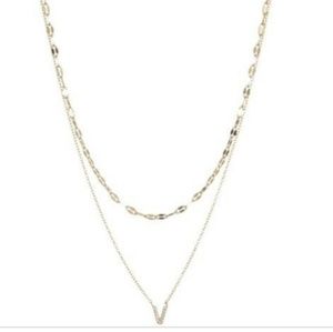 Double Layer Initial Pendant Necklace